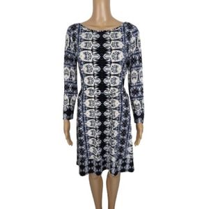 Ivanka Trump Blue and White Print Dress S